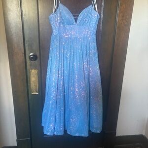 Light blue sequin formal dress